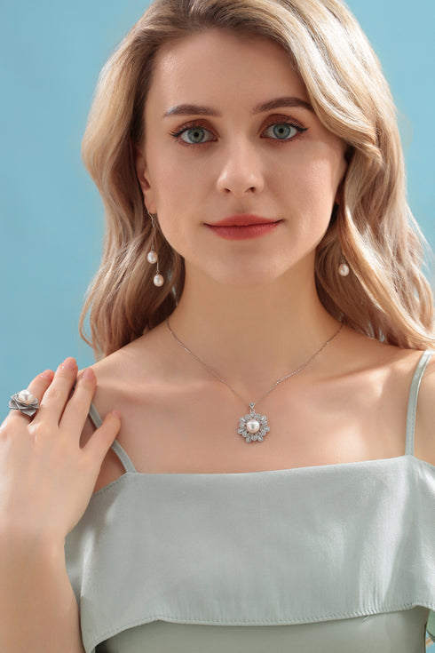 9-10mm Freshwater Pearl Floral Pendant - House Of Pearls