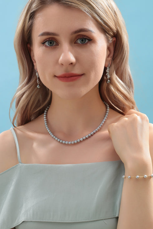 5-6mm Grey Freshwater Pearl Strand Necklace - House Of Pearls