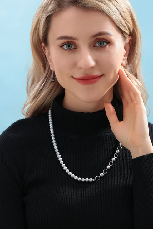8.5-9.5mm Freshwater Grey Pearl Spliced Necklace - House Of Pearls