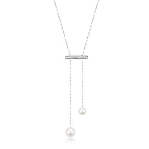 Balance Two Pearl Pendant Necklace - House Of Pearls