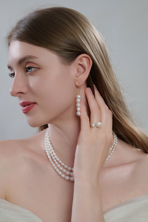 Layered Gradient Freshwater Rice Pearl Necklace