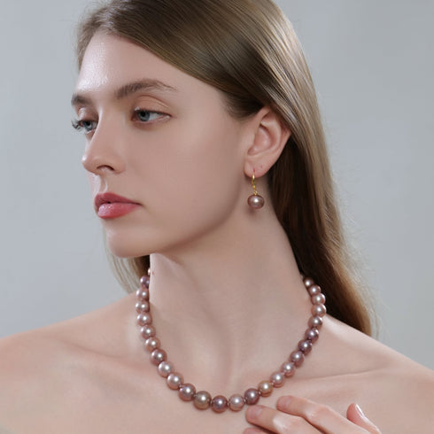 11-13mm Purple Freshwater Pearl Strand Necklace -AAA Quality