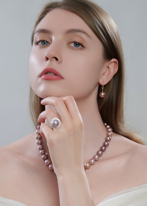 11-13mm Purple Freshwater Pearl Strand Necklace -AAA Quality