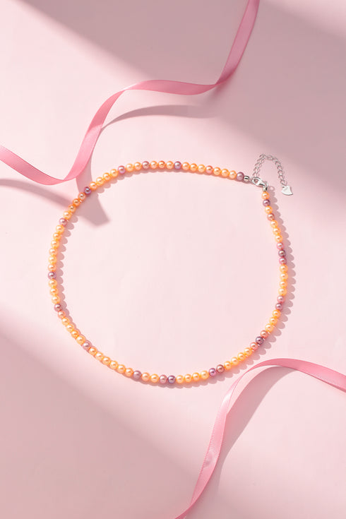 4-5mm Aurora Multi-Color Round Freshwater Pearl Necklace - House Of Pearls
