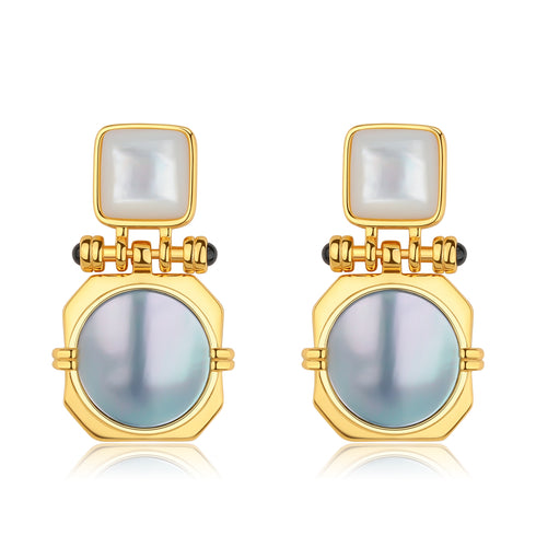 Freshwater Mabe Pearl & White Shell Earrings - House Of Pearls