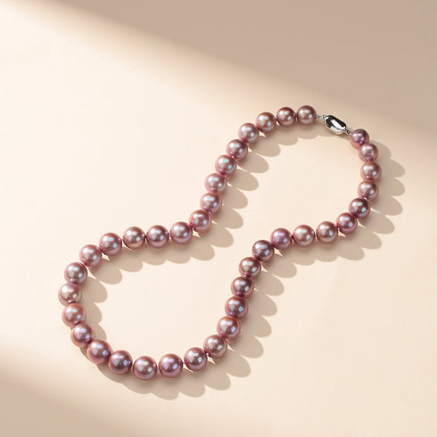 Pearl necklace, 9-11mm purple freshwater pearls, House Of Pearls