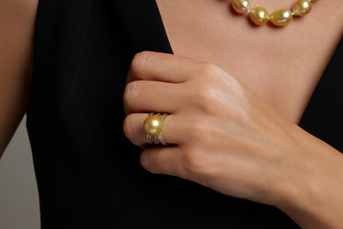 12-13mm Minimalist Golden South Sea Pearl Ring