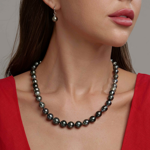 8-11mm Tahitian Pearl Baroque Circle Necklace-AAA Grade