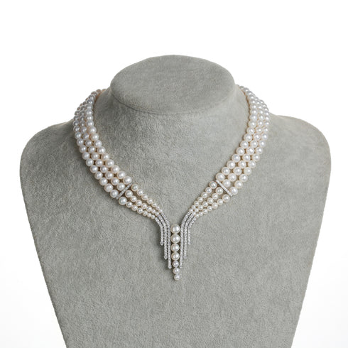 Triple-Layered Freshwater Pearl Strand Necklace - House Of Pearls