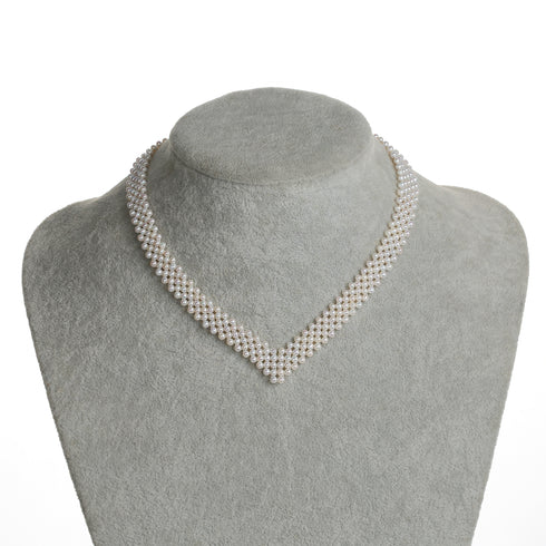 2-3mm Freshwater Pearl Multi-Layered V Shape Necklace - House Of Pearls
