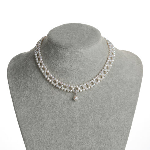 Woven Freshwater Pearl Pendant Strands Necklace - House Of Pearls