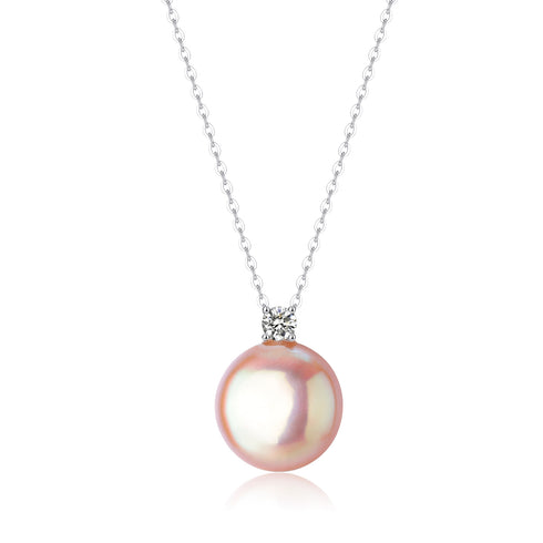 Sasha Pink Coin Baroque Pearl Stud Pendant Necklace - House Of Pearls