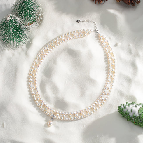 Woven Freshwater Pearl Pendant Strands Necklace - House Of Pearls