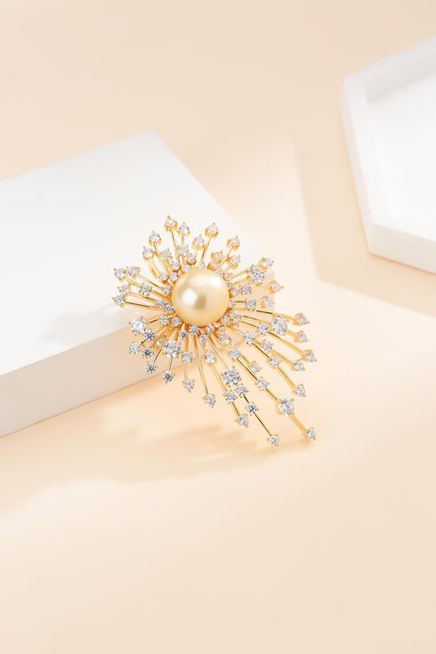 Golden South Sea Pearl Fireworks Brooch - House Of Pearls