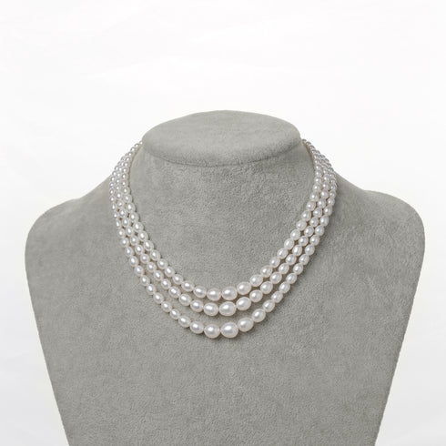 Layered Gradient Rice Pearl Necklace - House Of Pearls