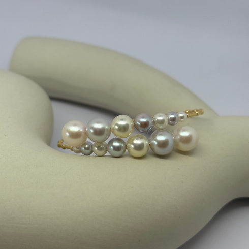 Celestial Tide Japanese Akoya Pearl Bangle Bracelet - 18K Gold