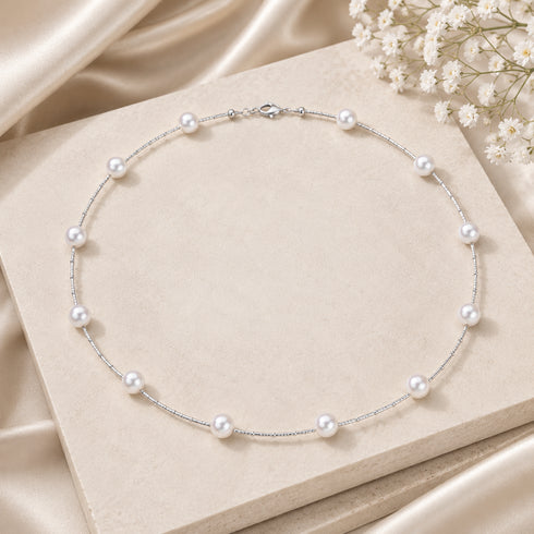 Necklace: 7.5–8.0mm Akoya pearl Tincup Constellations by House Of Pearls TA, evenly spaced white pearls