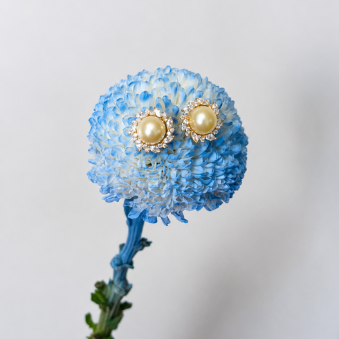 Earrings: 9mm Golden South Sea Pearl Sunburst Stud Earrings pair by House Of Pearls, gold-tone with crystal halo