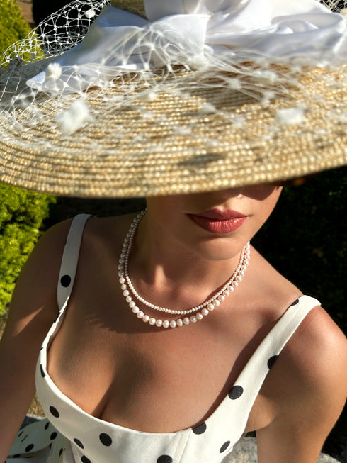 Necklace Versa Infinity Dual-Strand White Freshwater Pearls, by House Of Pearls - FT, double-strand pearls.