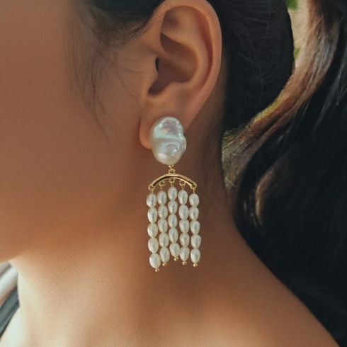 Freshwater Baroque Pearl Tassel Earrings - Earrings made with hand-selected pearls from House of Pearls