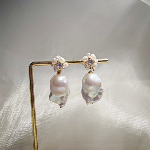 Floral Cluster Baroque Freshwater Pearl Drop Earrings - Earrings made with hand-selected pearls from House of Pearls