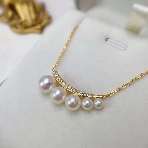 Crescent Moon Pearl Gradient Necklace - House Of Pearls