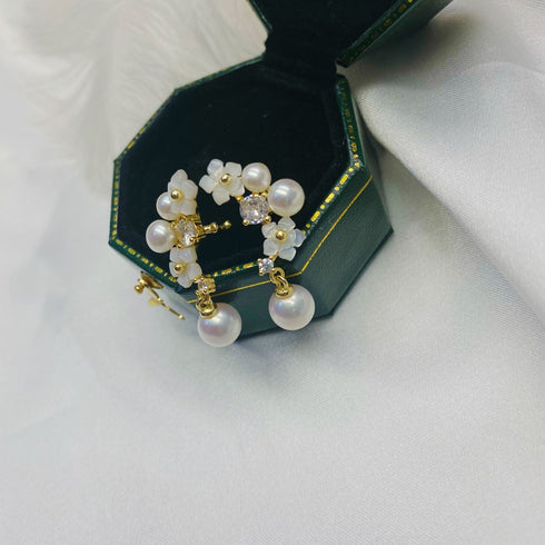 Cubic Zirconia Freshwater Pearls Ear Clip Earrings - House Of Pearls