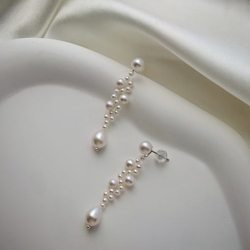Cascading Freshwater Pearl Bridal Drop Earrings - Earrings made with hand-selected pearls from House of Pearls