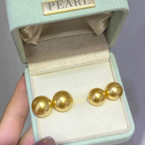 11-12mm Golden South Sea Pearl Stud Earrings - Earrings made with hand-selected pearls from House of Pearls
