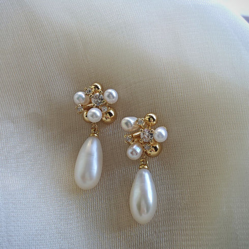 Freshwater Pearl Cluster Teardrop Earrings - Earrings made with hand-selected pearls from House of Pearls