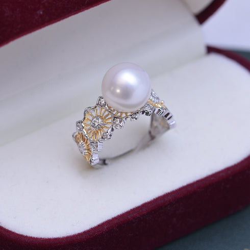 10-11mm Freshwater Pearl & Halcyon Ring - House Of Pearls