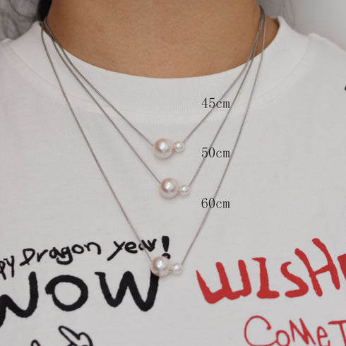 Dual Pearls Pendant Chopin Chain