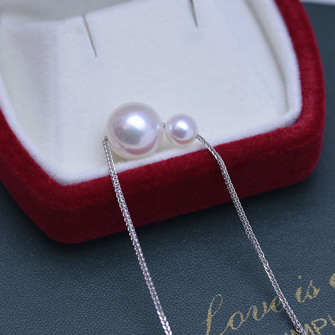 Dual Pearls Pendant Chopin Chain