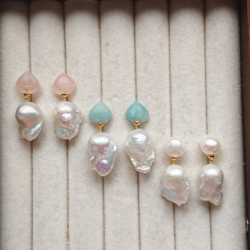 Double Pearl Baroque Drop Earrings - Earrings made with hand-selected pearls from House of Pearls