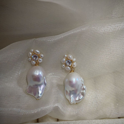 Floral Cluster Baroque Freshwater Pearl Drop Earrings - Earrings made with hand-selected pearls from House of Pearls