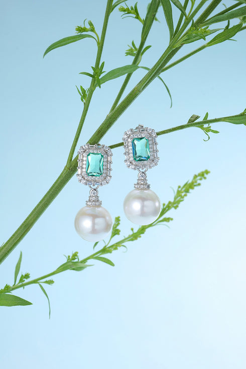 10-11mm Pearl Green Zirconia Earrings