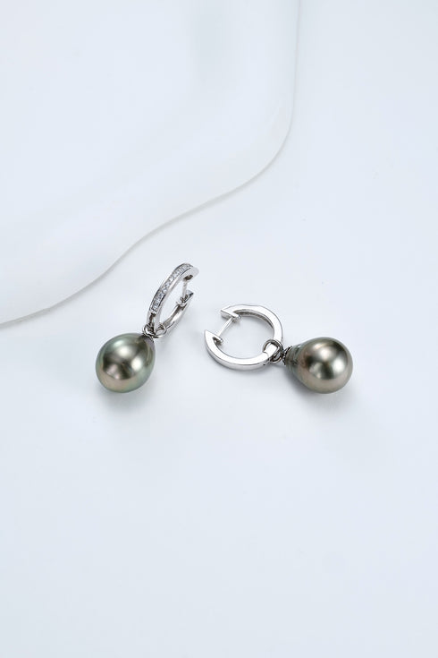 10-11mm Waterdrop Baroque Tahitian Pearl Earrings