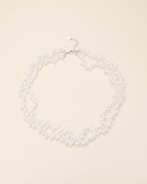 Double-Strand White Rice Freshwater Pearl Necklace