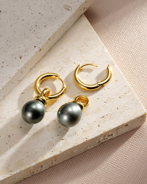 9-10mm Baroque Tahitian Pearl Hoop Earrings
