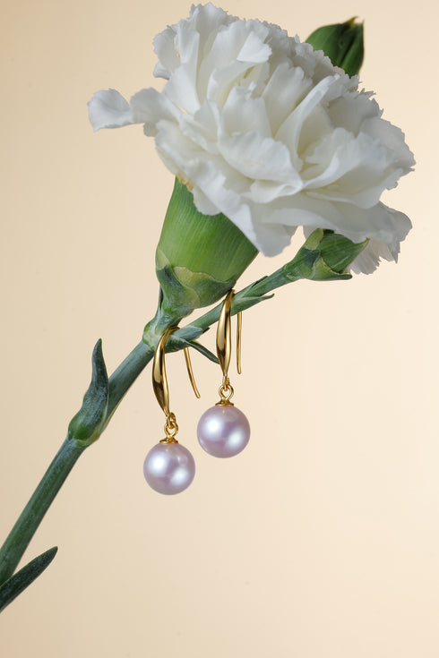8-9mm White Akoya Pearl Drop Earrings - Earrings made with hand-selected pearls from House of Pearls