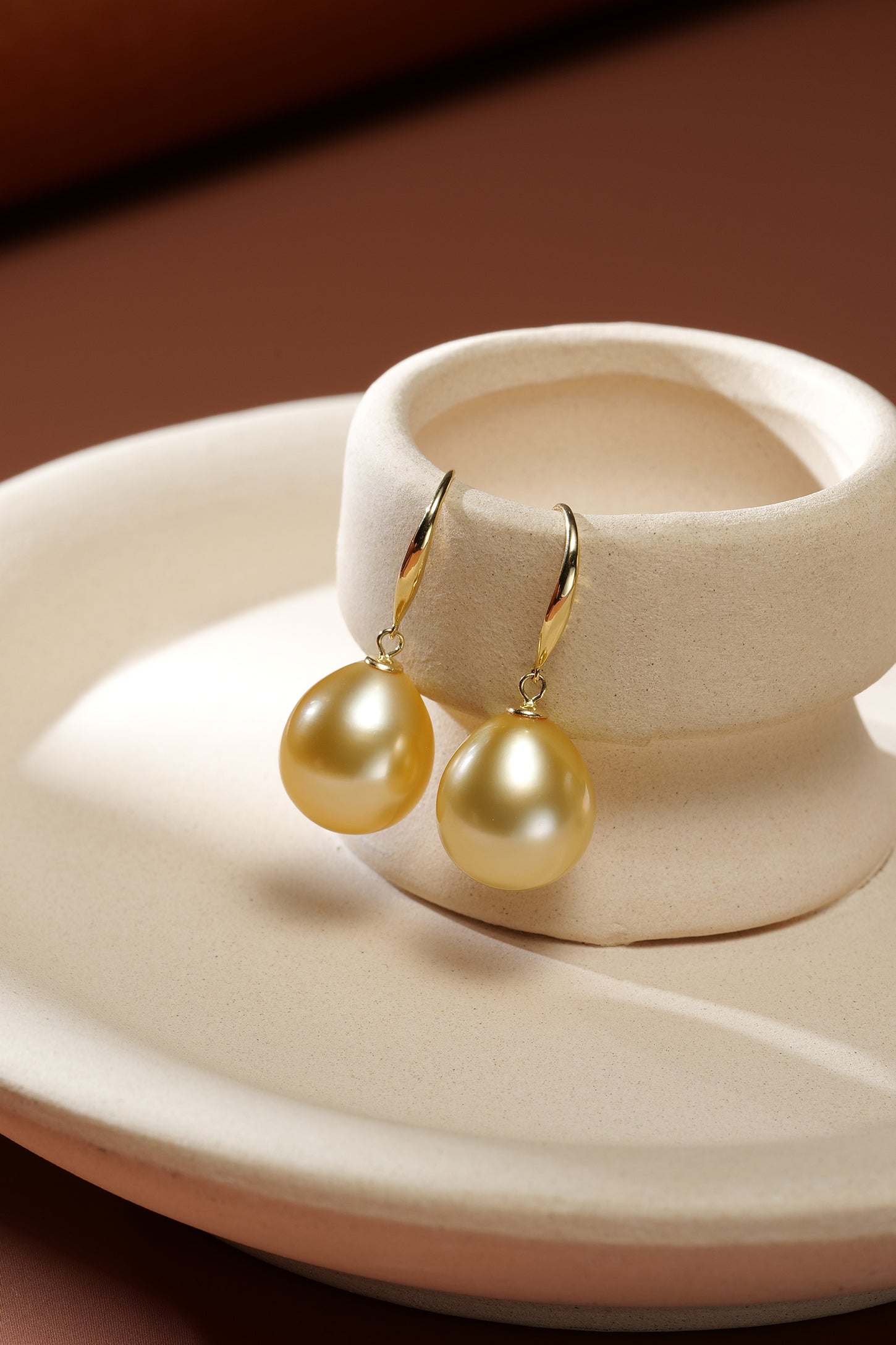 Earrings House of Pearls 10–11mm Golden South Sea Pearl AAAA, pair