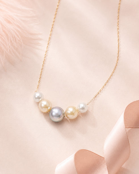 Necklace Smile Multicolor Seawater Pearls, 18K gold chain, House Of Pearls - DL
