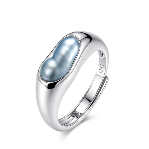 Tahitian Pearl Sapphire Halo Ring with blue-lavender pearl, sterling silver band by House Of Pearls XM