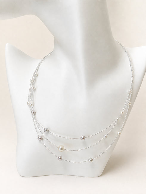 Necklace: House Of Pearls JT Akoya Tidal Cascade, 4-7mm Japanese pearls on silver multi-strand chain