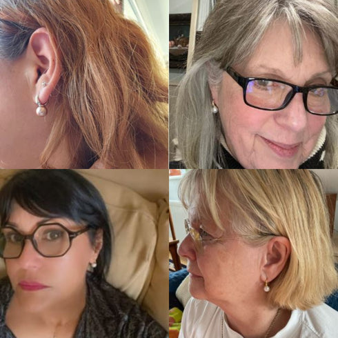 9-10mm Round Hoop Freshwater Pearl Earrings Sterling Silver - House Of Pearls