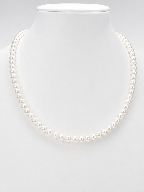 Versa Infinity dual-strand freshwater pearl necklace displayed on a white bust.