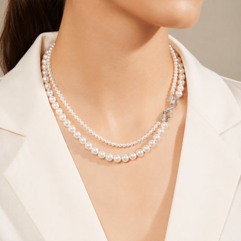 Necklaces Versa Infinity Dual-Strand Freshwater Pearl Necklace by House Of Pearls - FT with two pearl strands