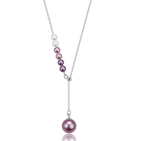 Freshwater Pearl Aurora Vine Necklace by House Of Pearls on a silver chain with multicolored pearls