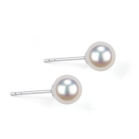 5.5-8.5mm White Akoya Pearl Stud Earrings 18K Gold - Earrings made with hand-selected pearls from House of Pearls