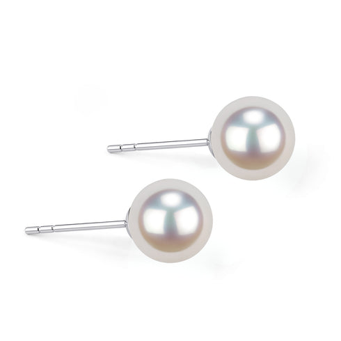 6-7mm White Akoya Pearl & Stud Earrings - Earrings made with hand-selected pearls from House of Pearls